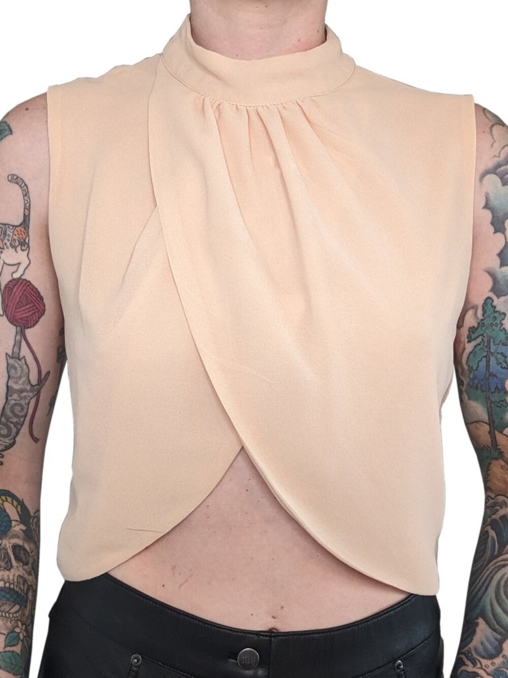 Windsor Pale Yellow Sleeveless Open Back Crop Top | S